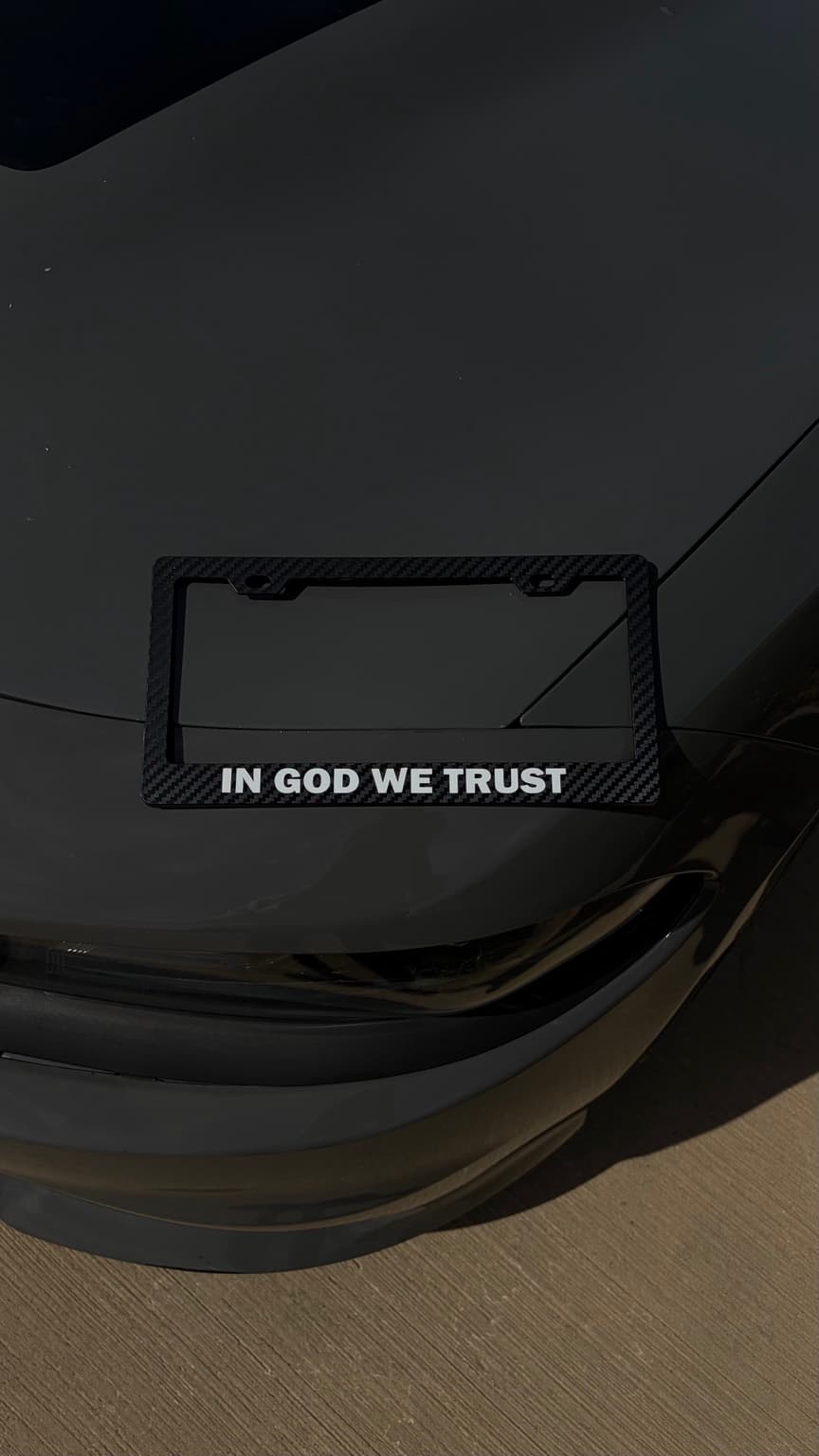 Black Plastic Carbon Frame — "IN GOD WE TRUST"